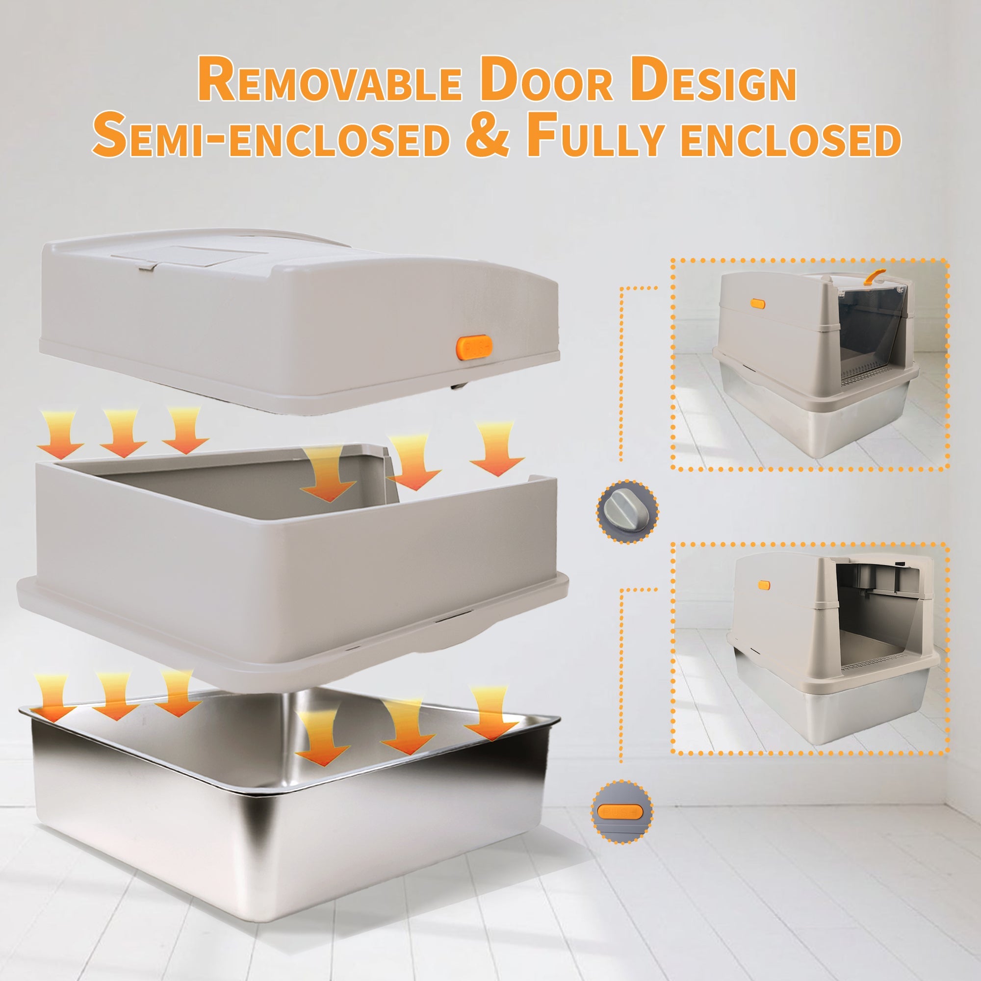 Cat Litter Box Hooded Stainless Steel Base