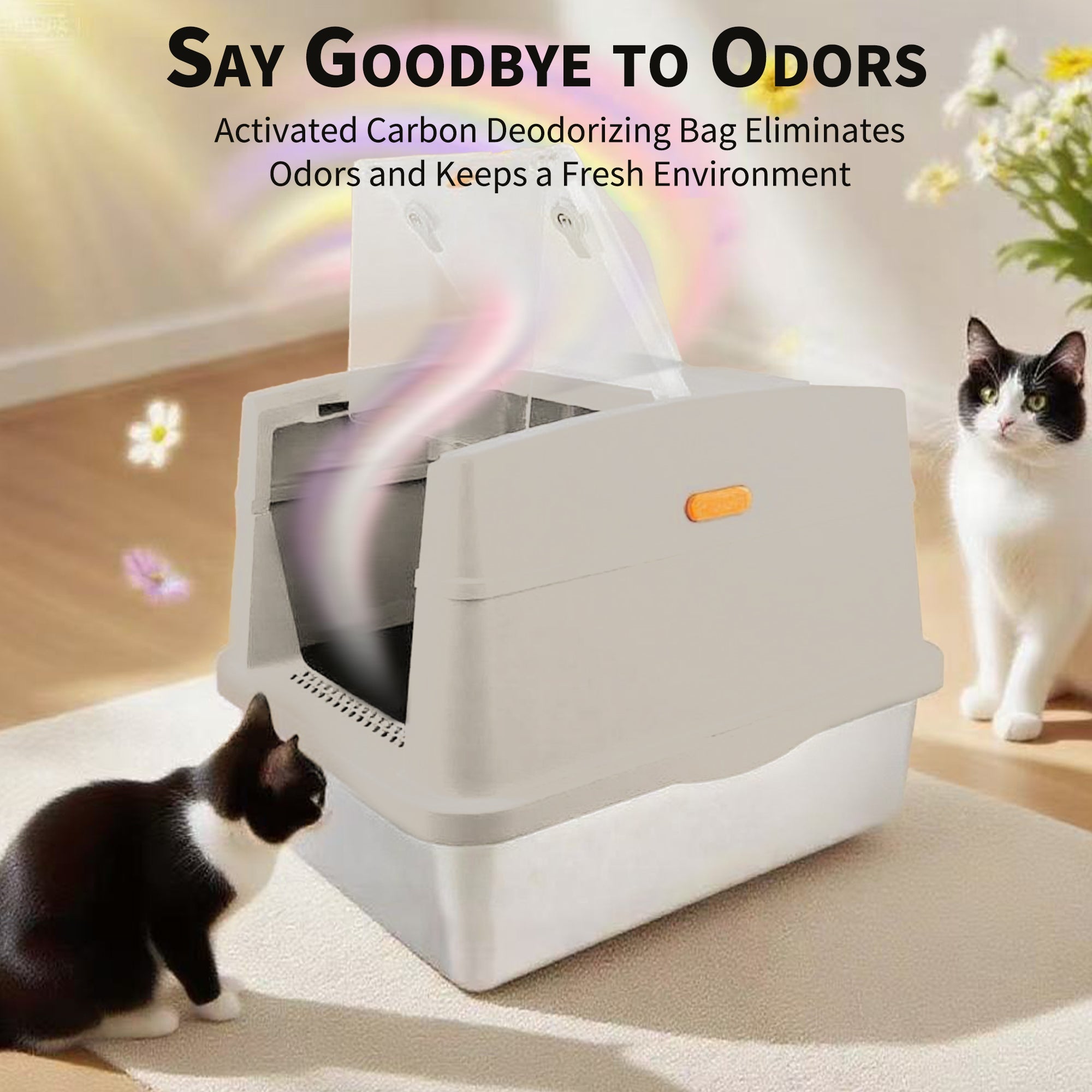 Cat Litter Box Hooded Stainless Steel Base