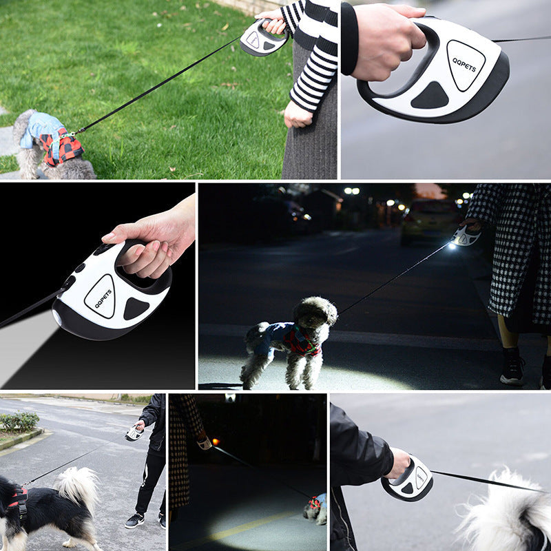Automatic Retractable Fiber Dog Leash with LED Light