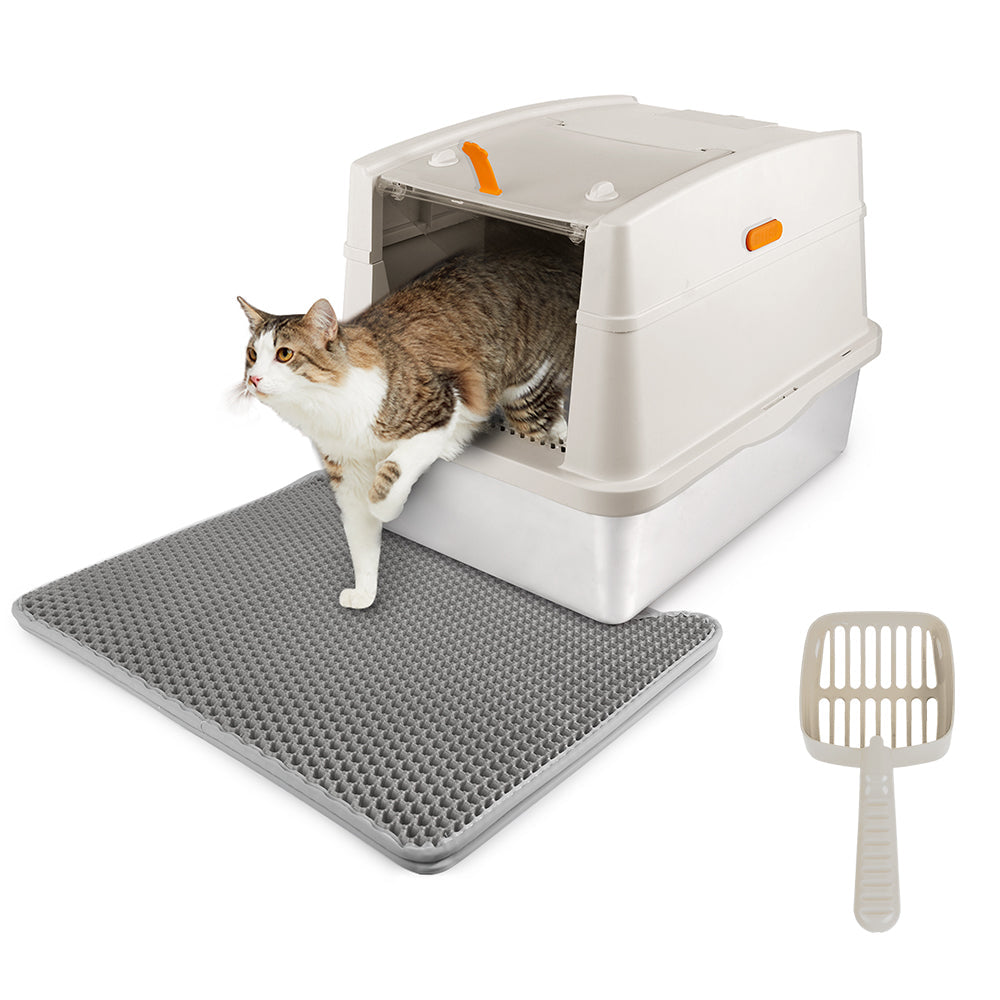 Cat Litter Box Hooded Stainless Steel Base