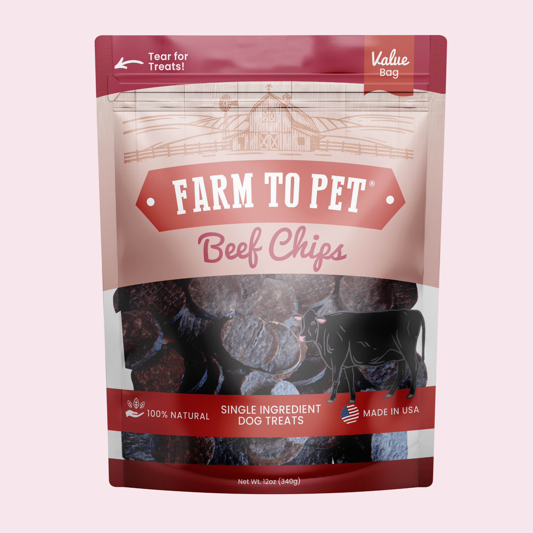 Beef Chips Dog Treats - Single-Ingredient Healthy Treats for Dogs